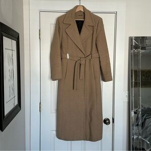 Calvin Klein Tan Wool Belted Coat